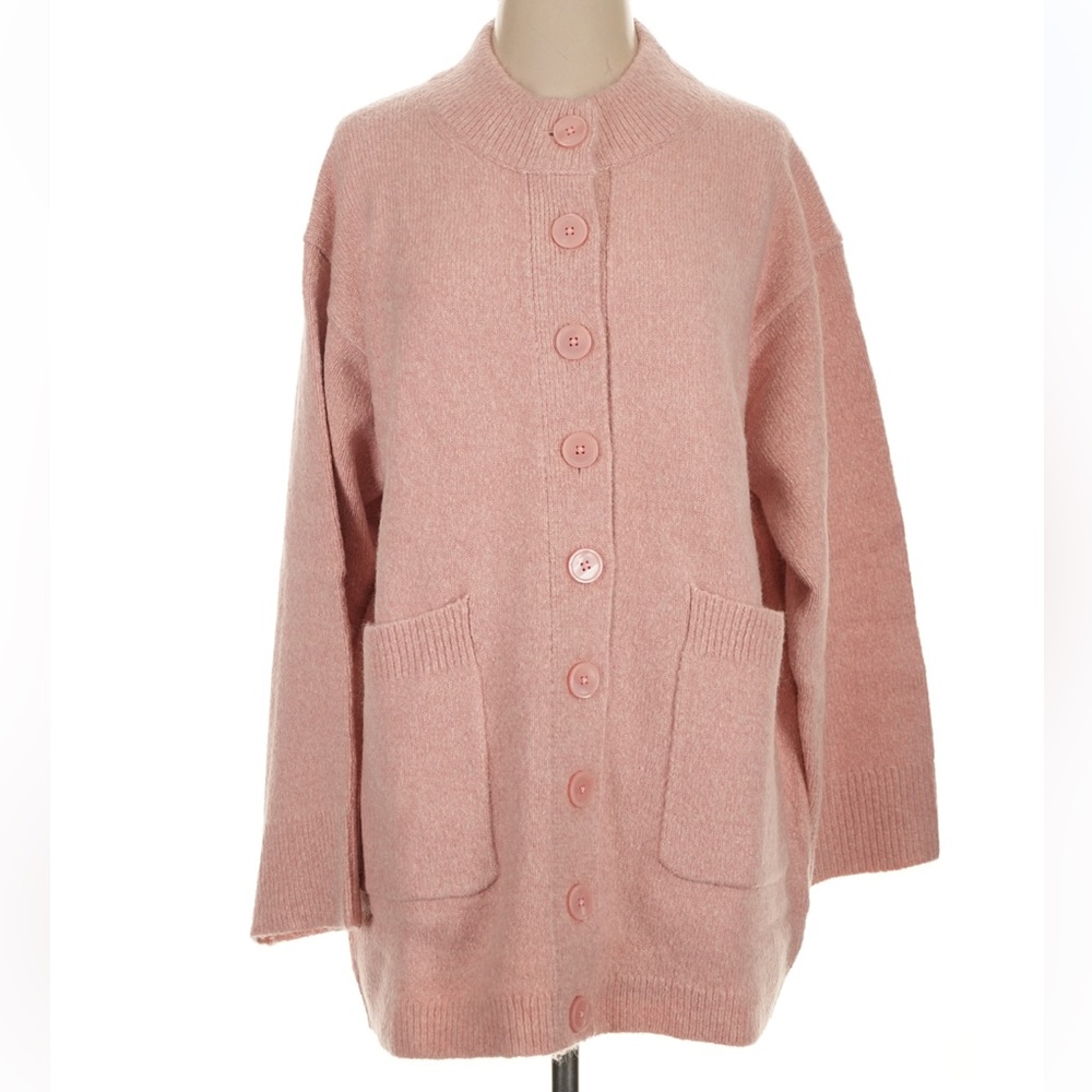 J. Crew Relaxed Milano Stitch Cardigan Size Small Pink Oversized Alpaca Wool NWT